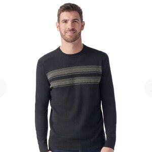 Smartwool Men's Black Crewneck Sweater with Gray Stripes - Casual - size XL